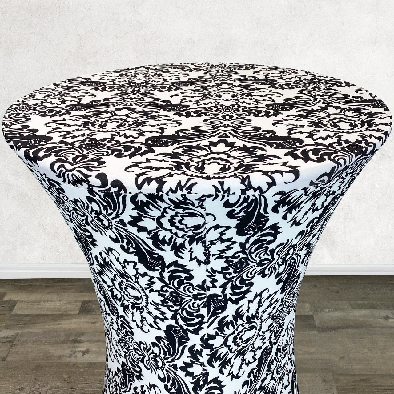 30 Inch Highboy Cocktail Round Stretch Spandex Table Cover Damask