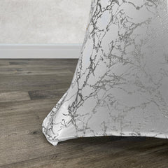 30 inch Highboy Cocktail Round Stretch Spandex Table Cover White With Silver Marbling
