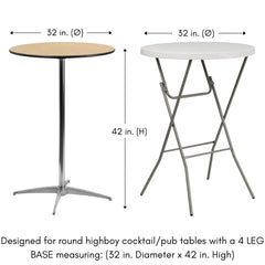 32 inch Highboy Cocktail Spandex Table Cover White