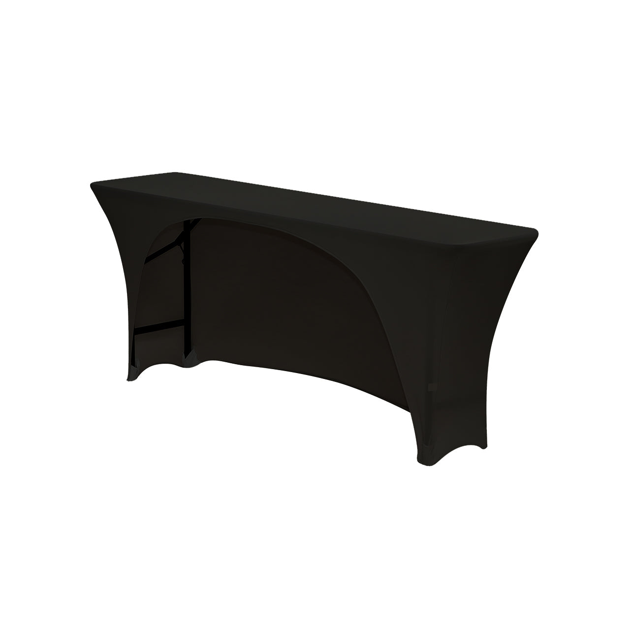 6 Ft  x 18 Inches Open Back Classroom Spandex Table Cover Black