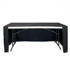 6 ft Fitted Slit Open Back Polyester Rectangular Tablecloth Black