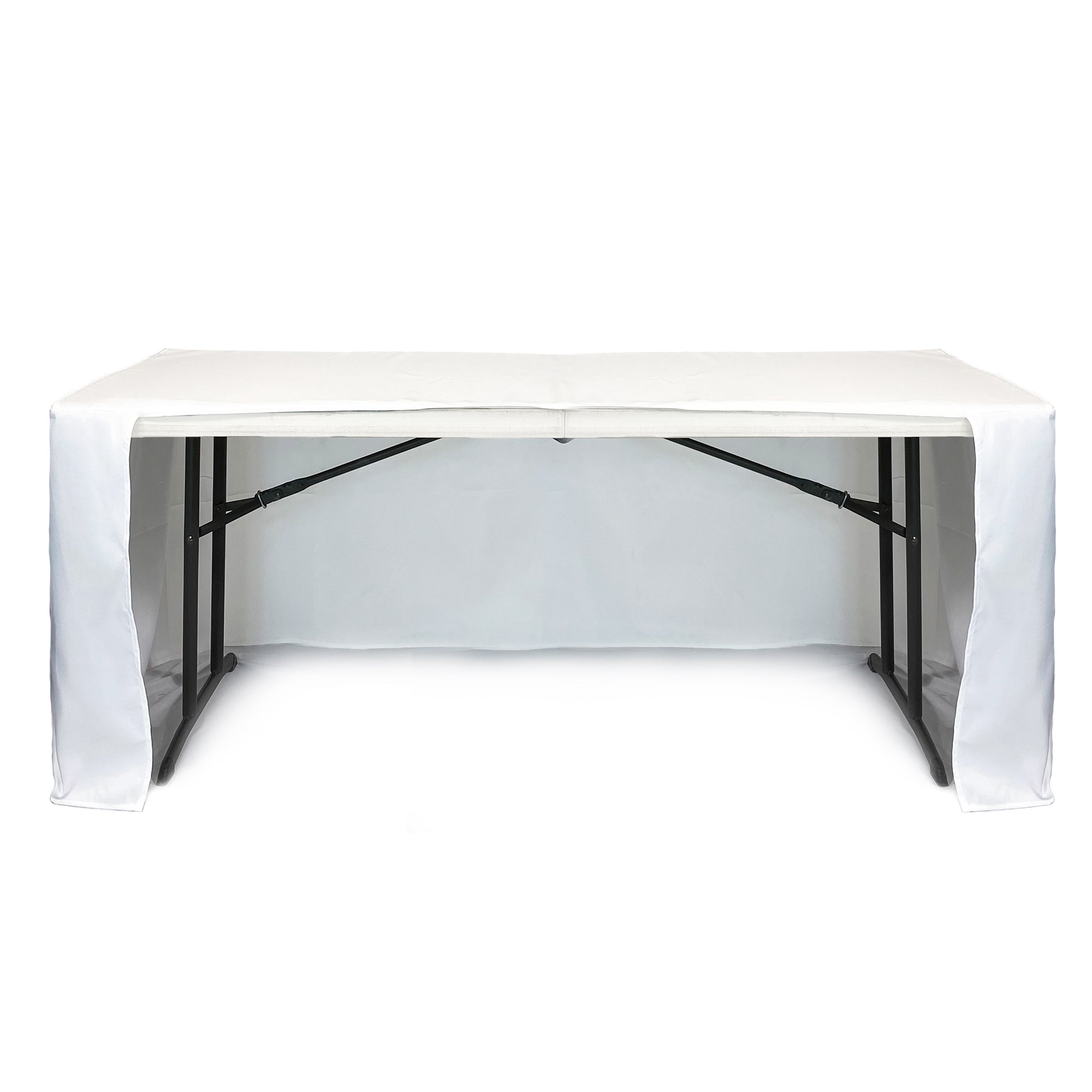 6 ft Fitted Slit Open Back Polyester Rectangular Tablecloth White