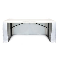6 ft Fitted Slit Open Back Polyester Rectangular Tablecloth White