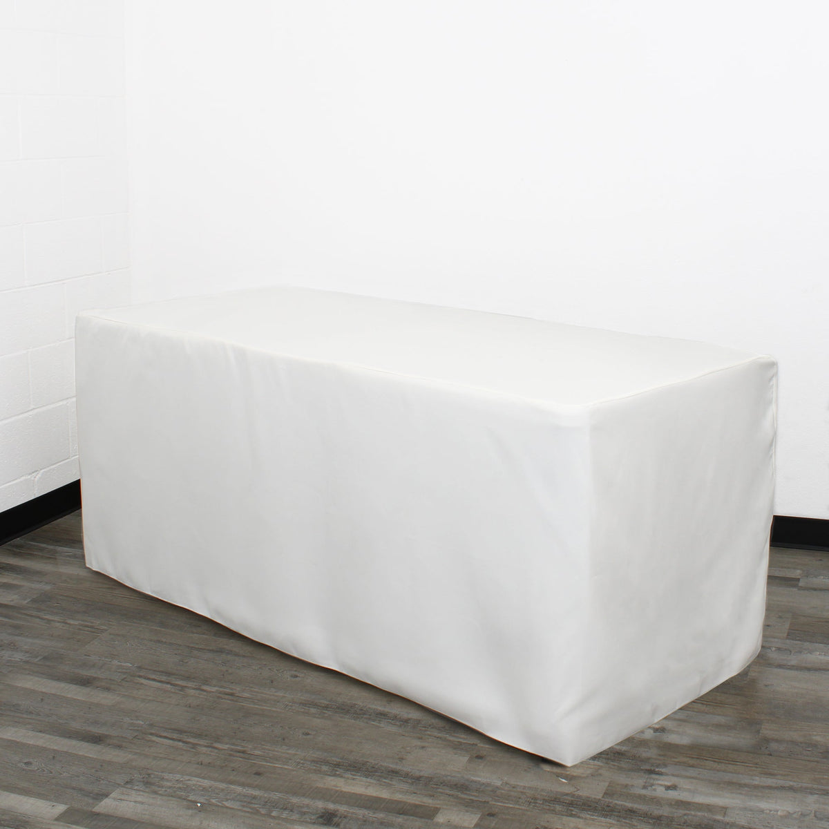 4 FT X 24 Inches  Rectangular Fitted Polyester Tablecloth White