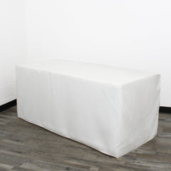 4 FT X 24 Inches  Rectangular Fitted Polyester Tablecloth White