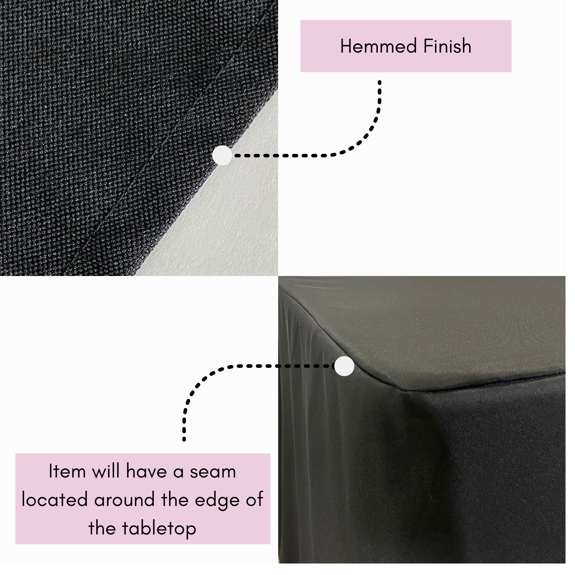 6 ft x 18 inches Fitted Polyester Rectangular Tablecloth Open Back Black