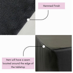 6 ft x 18 inches Fitted Polyester Rectangular Tablecloth Open Back Black