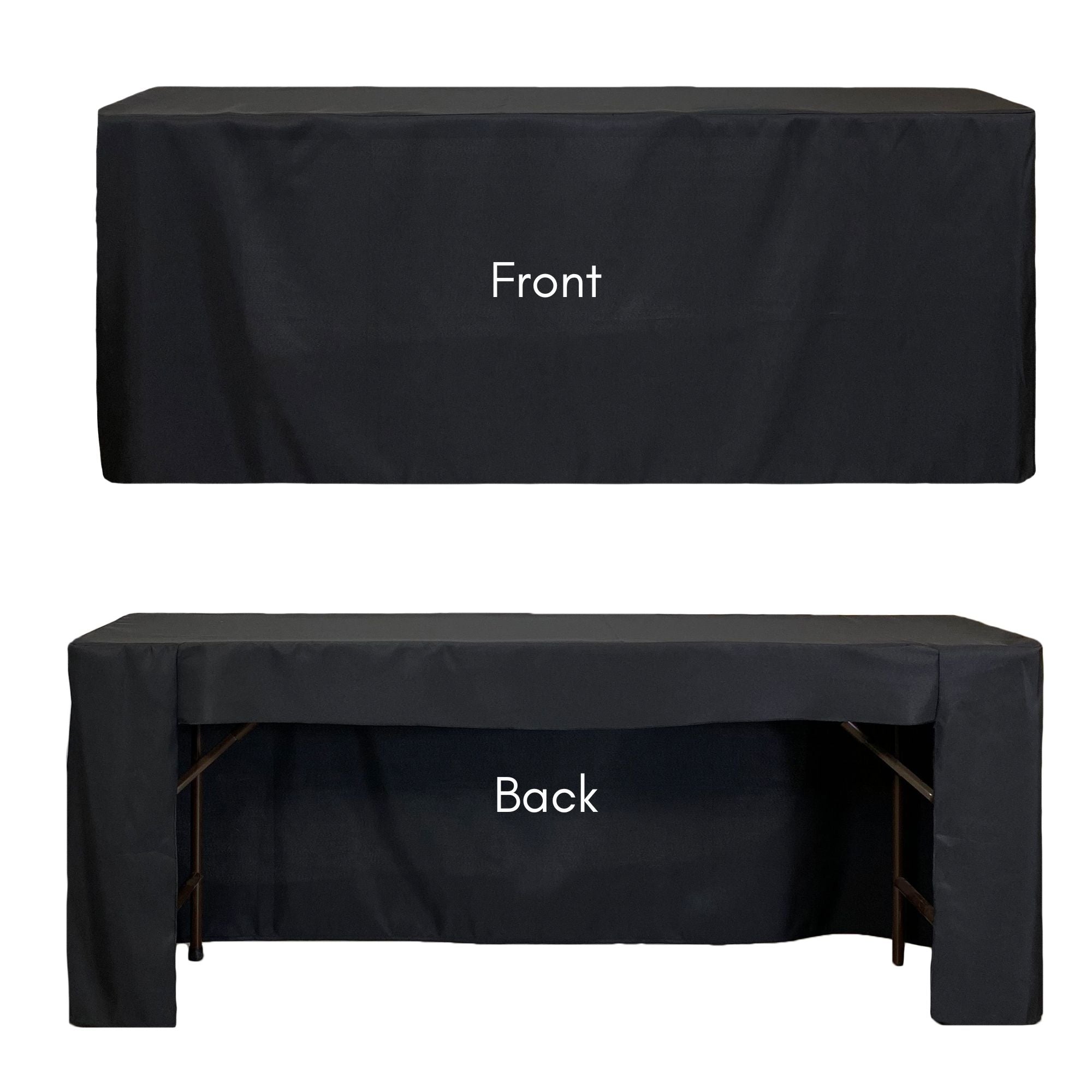 6 ft x 18 inches Fitted Polyester Rectangular Tablecloth Open Back Black