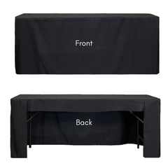 6 ft x 18 inches Fitted Polyester Rectangular Tablecloth Open Back Black