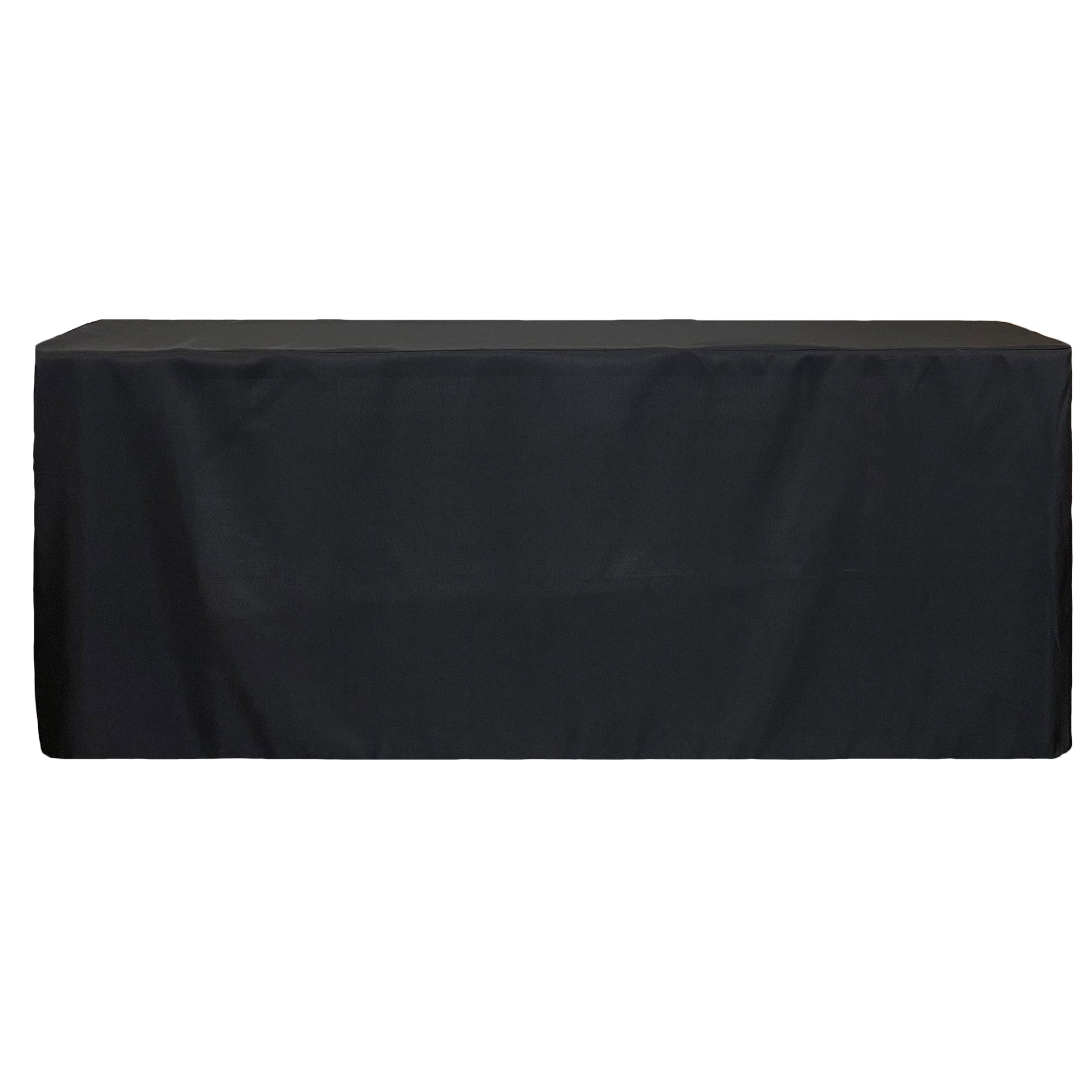 6 ft x 30 inches Fitted Polyester Rectangular Tablecloth Open Back Black
