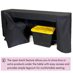 6 ft x 30 inches Fitted Polyester Rectangular Tablecloth Open Back Black