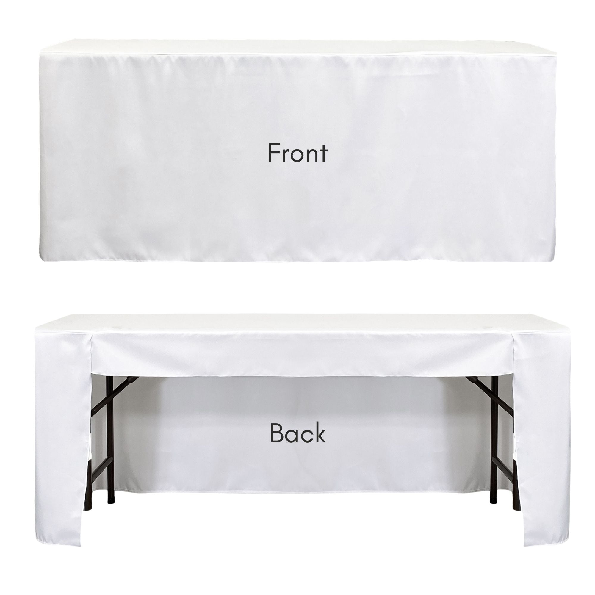 6 ft x 18 inches Fitted Polyester Rectangular Tablecloth Open Back White
