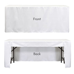 6 ft x 18 inches Fitted Polyester Rectangular Tablecloth Open Back White