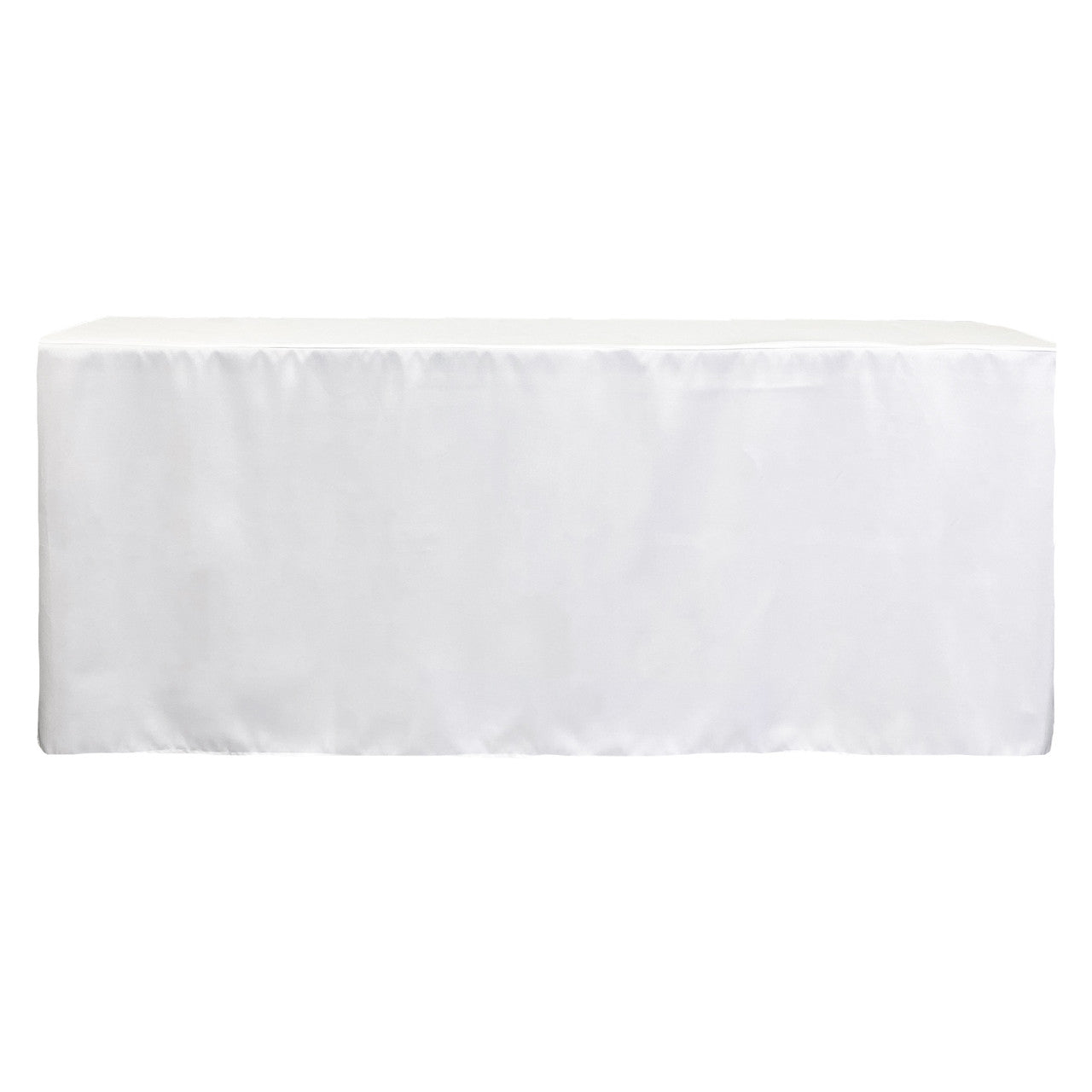 6 ft x 18 inches Fitted Polyester Rectangular Tablecloth Open Back White