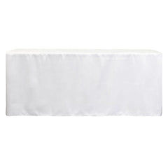 6 ft x 18 inches Fitted Polyester Rectangular Tablecloth Open Back White