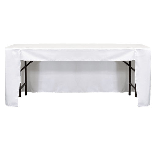 6 ft x 30 inches Fitted Polyester Rectangular Tablecloth Open Back White