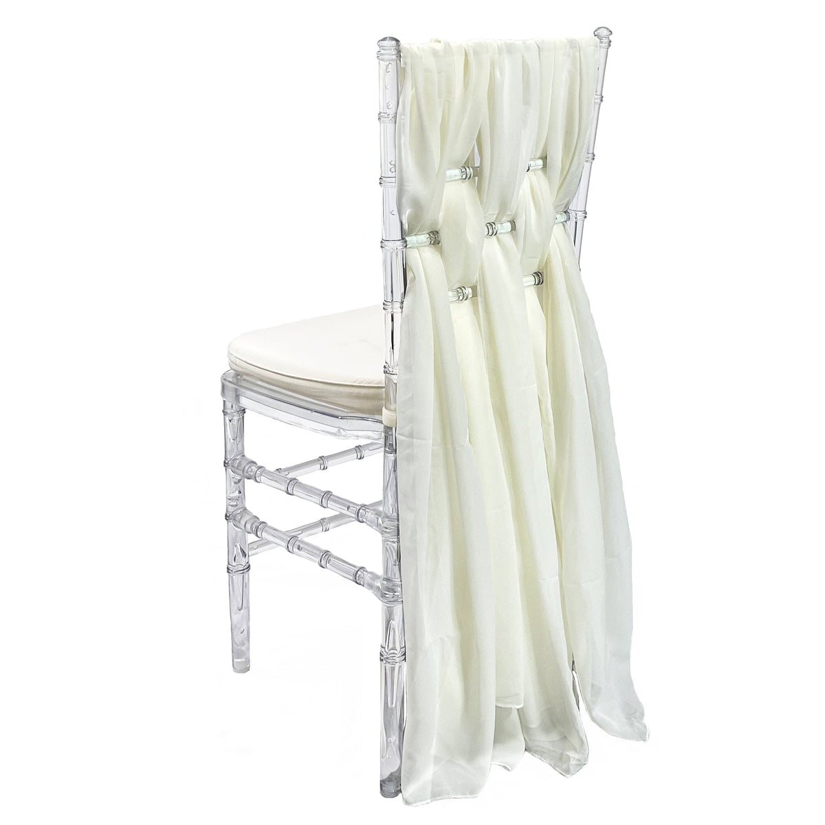 5 Pack 6 Ft Chiffon Chiavari Chair Sashes Ivory