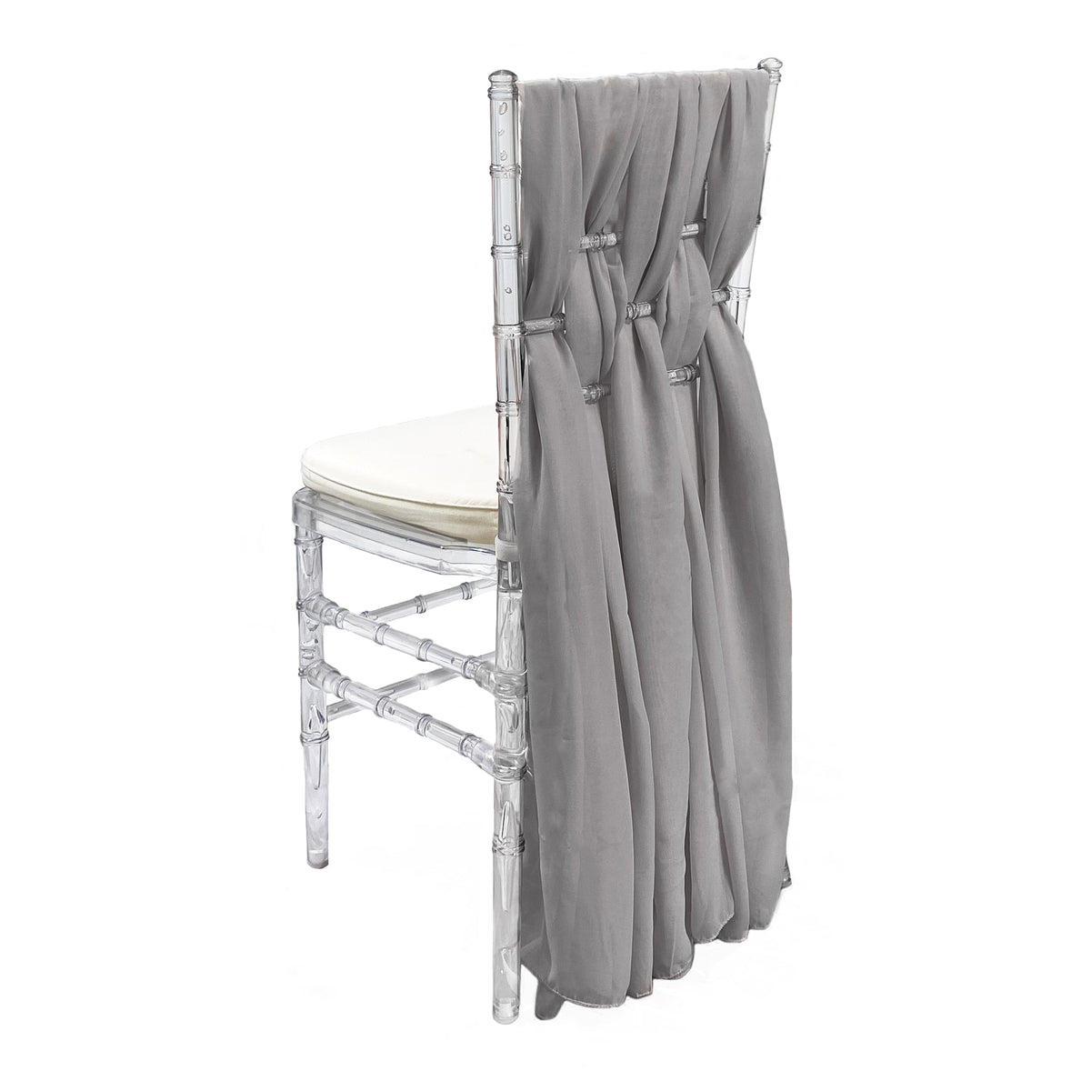 5 Pack 6 Ft Chiffon Chiavari Chair Sashes Silver