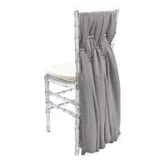 5 Pack 6 Ft Chiffon Chiavari Chair Sashes Silver