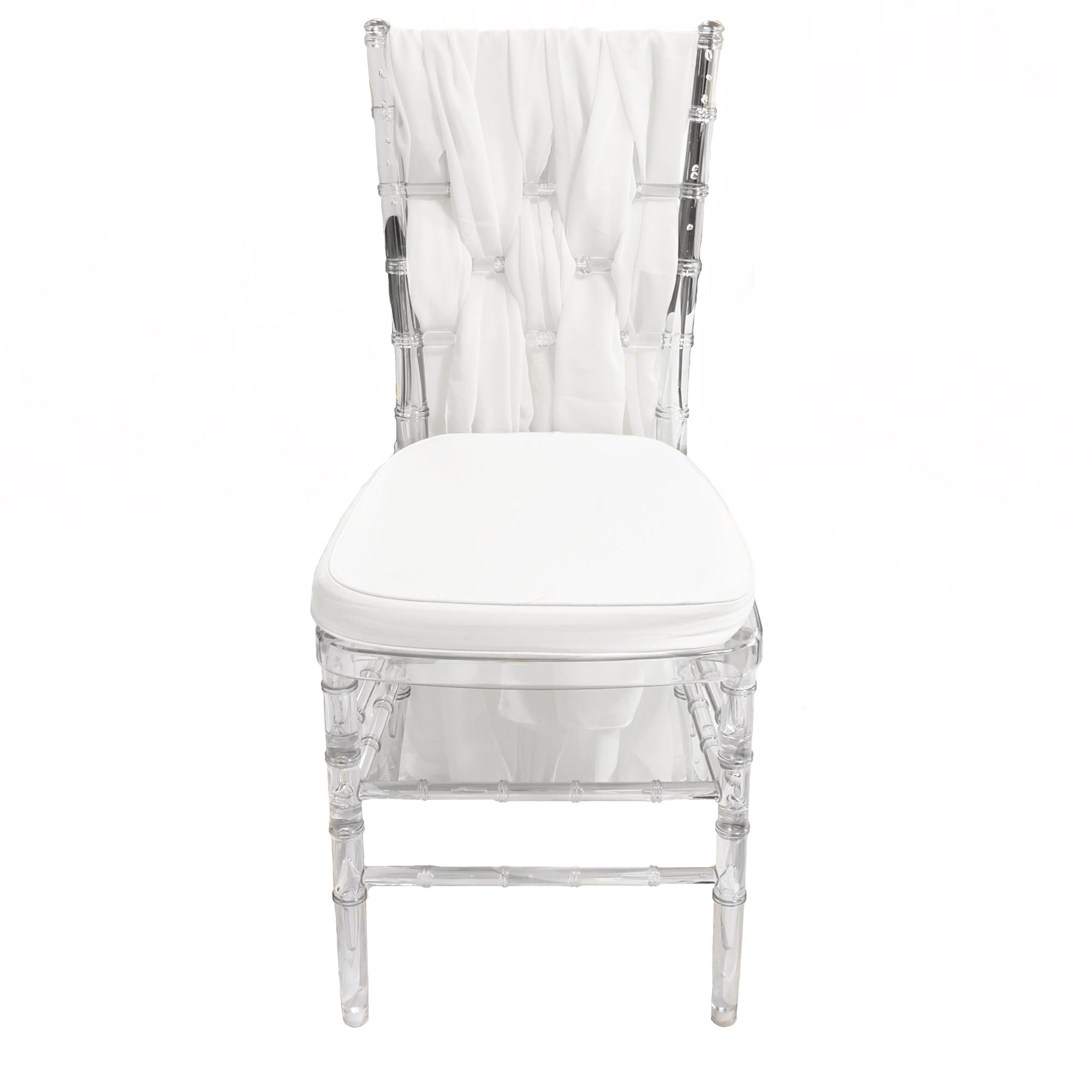5 Pack 6 Ft Chiffon Chiavari Chair Sashes White