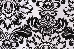 12 x 108 in Flocking Damask Table Runner Black and White