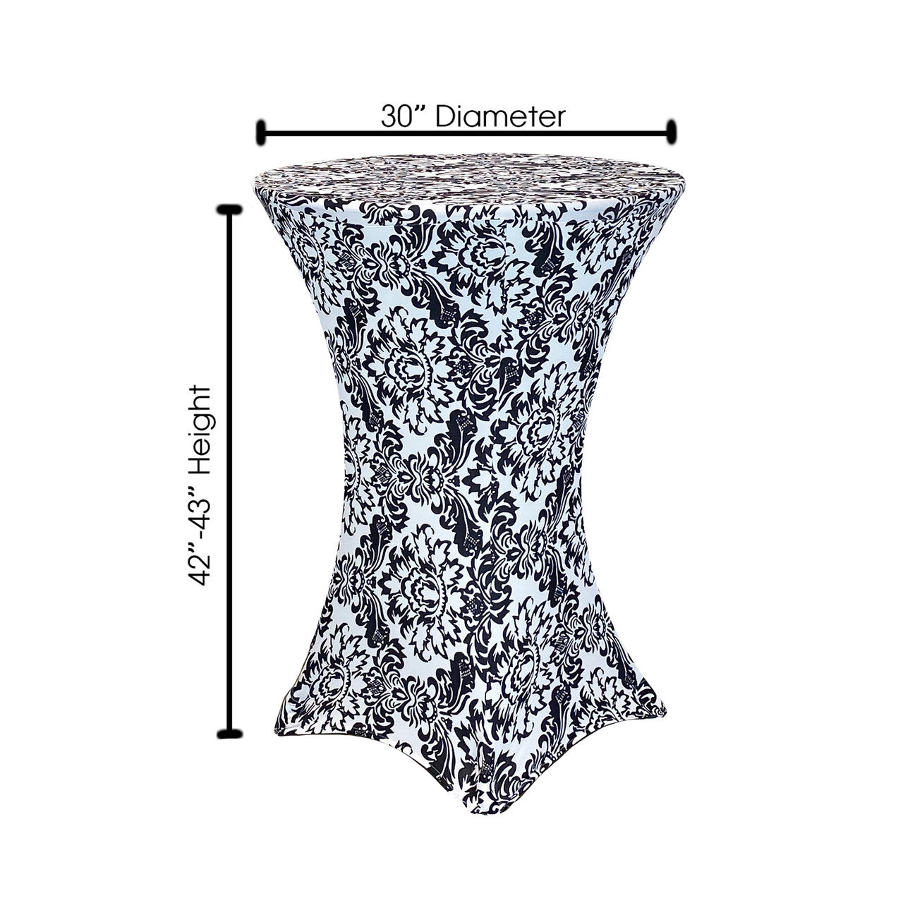 30 Inch Highboy Cocktail Round Stretch Spandex Table Cover Damask