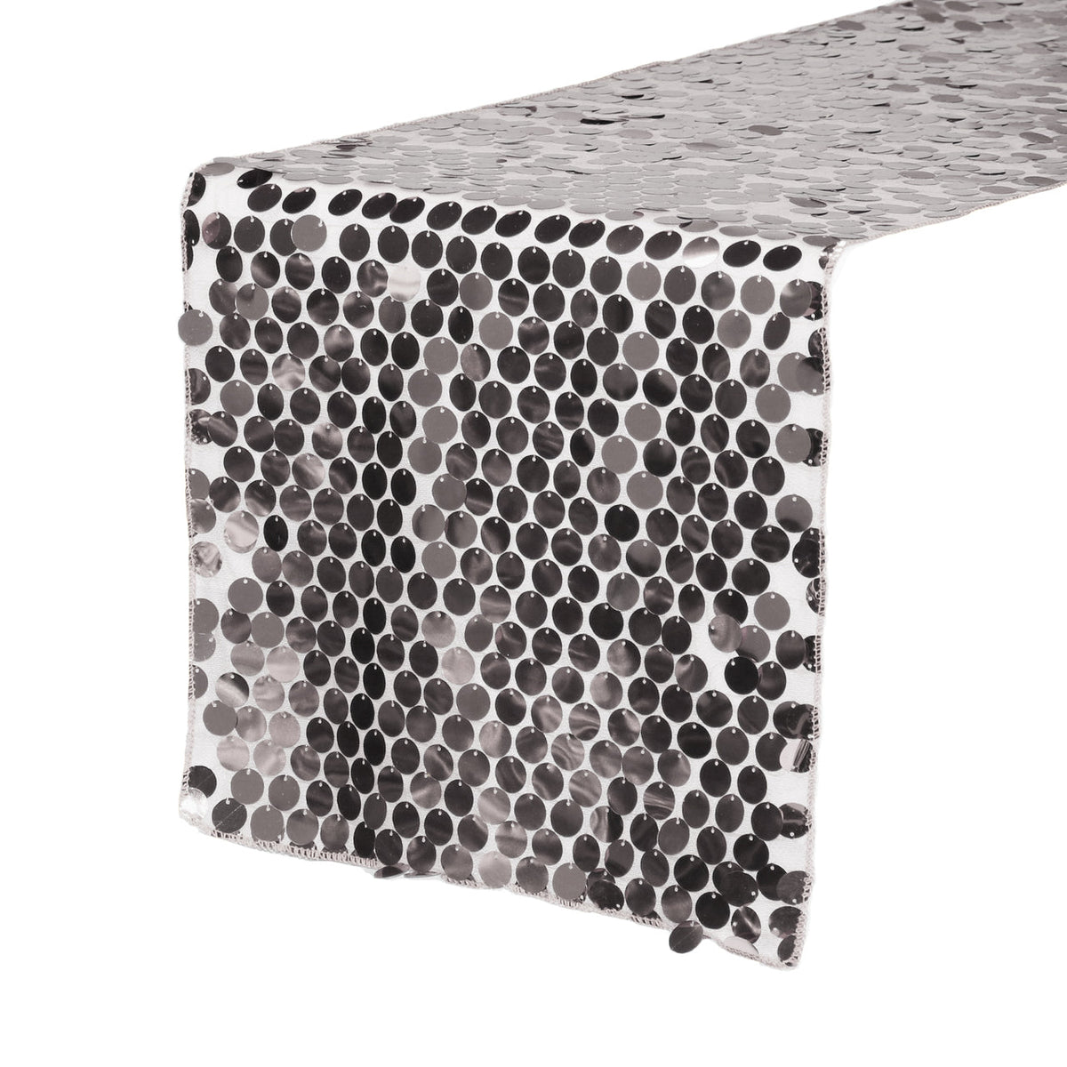 14" x 108" Large Payette Sequin Table Runner Silver