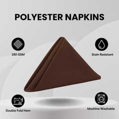 20 Inch Polyester Cloth Napkins Chocolate Brown (Pack of 10)
