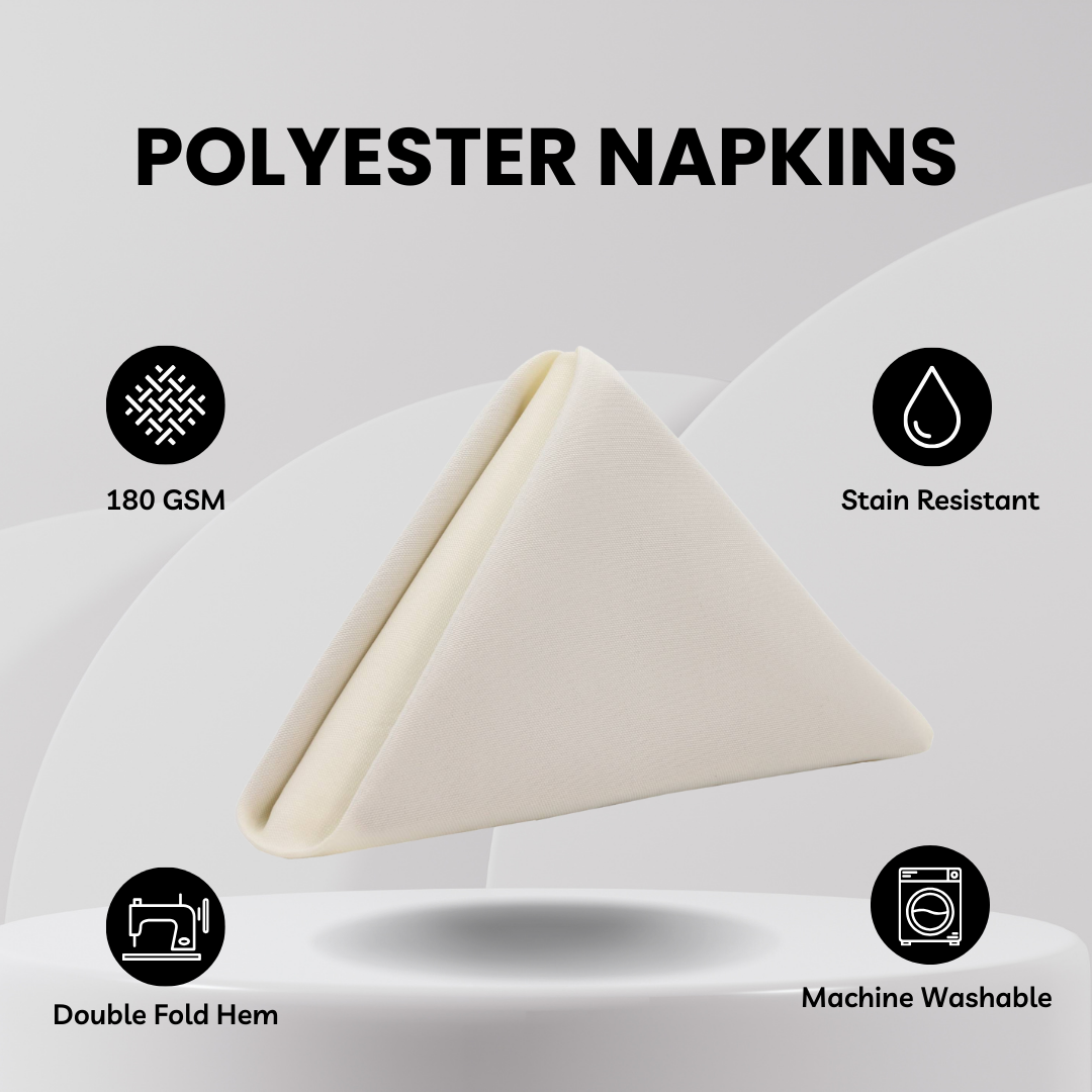 20 inch Polyester Cloth Napkins Ivory (Pack of 10)