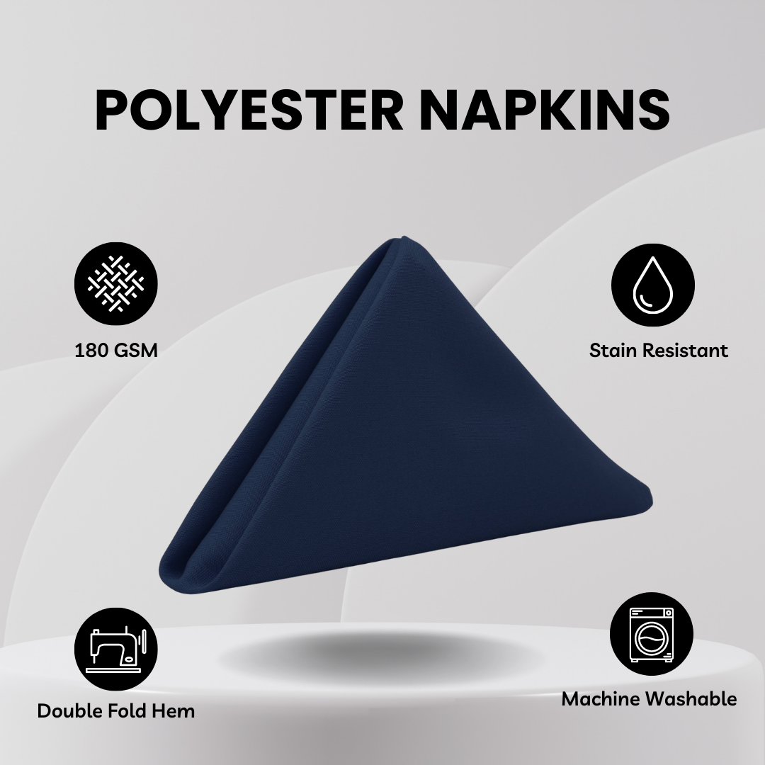 20 inch Polyester Cloth Napkins Navy Blue (Pack of 10)