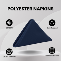 20 inch Polyester Cloth Napkins Navy Blue (Pack of 10)