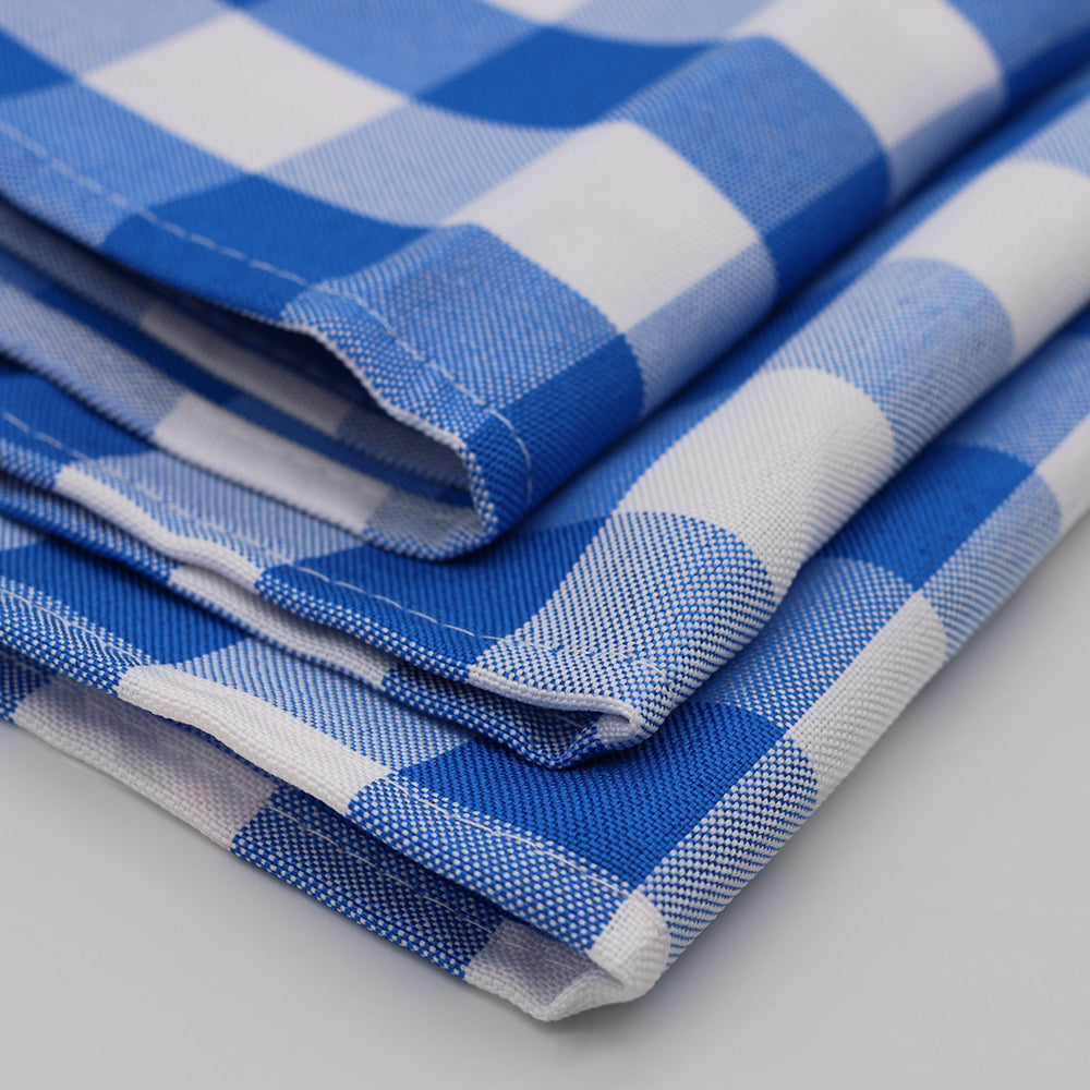 20 inch Polyester Cloth Napkins Checkered Royal Blue (Pack of 10)