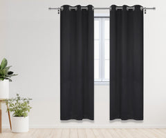 42 X 84 Inch Blackout Polyester Curtains with Grommets Black - 2 Panels