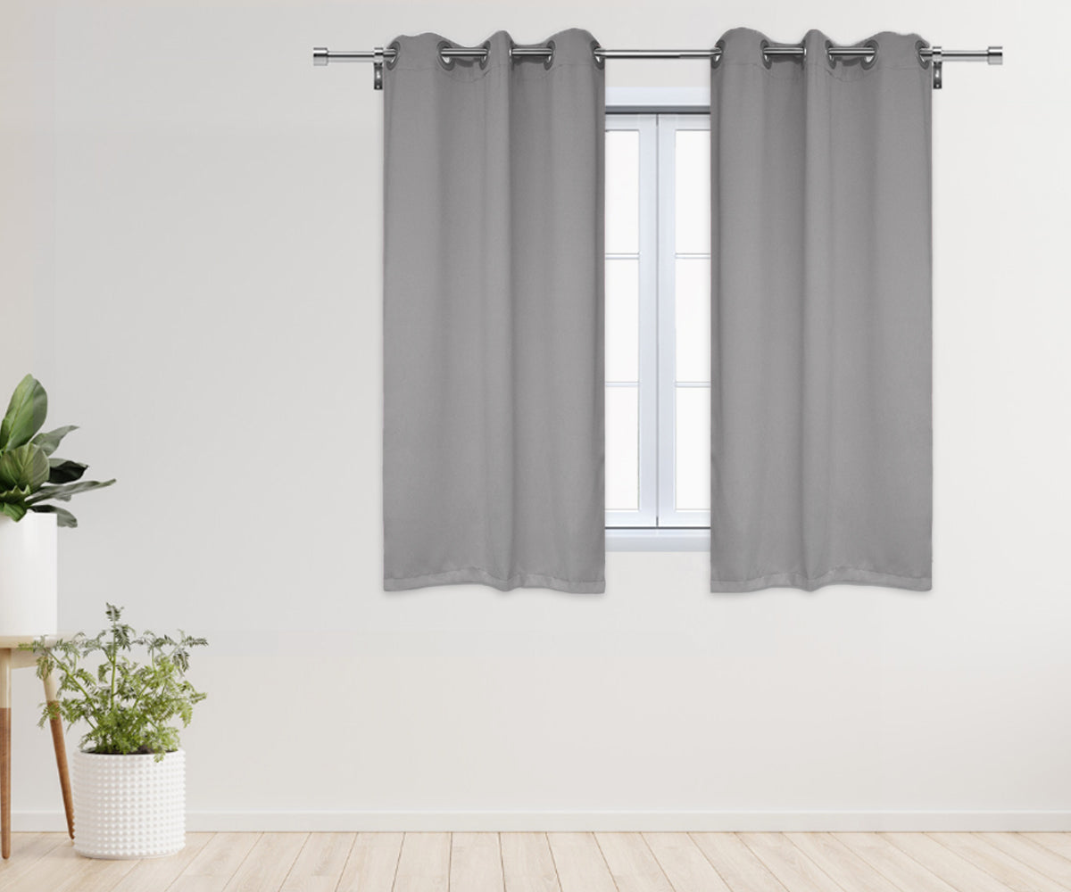 42 X 63 Inch Blackout Polyester Curtains with Grommets Gray - 2 Panels
