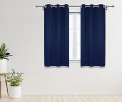 42 X 63 Inch Blackout Polyester Curtains with Grommets Navy Blue - 2 Panels