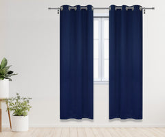 42 X 84 Inch Blackout Polyester Curtains with Grommets Navy Blue - 2 Panels