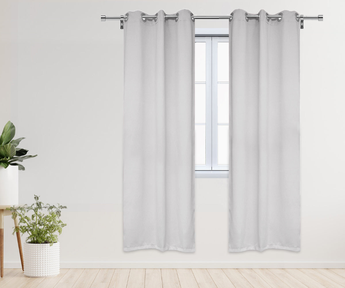 52 X 84 Inch Blackout Polyester Curtains with Grommets Grayish White - 2 Panels