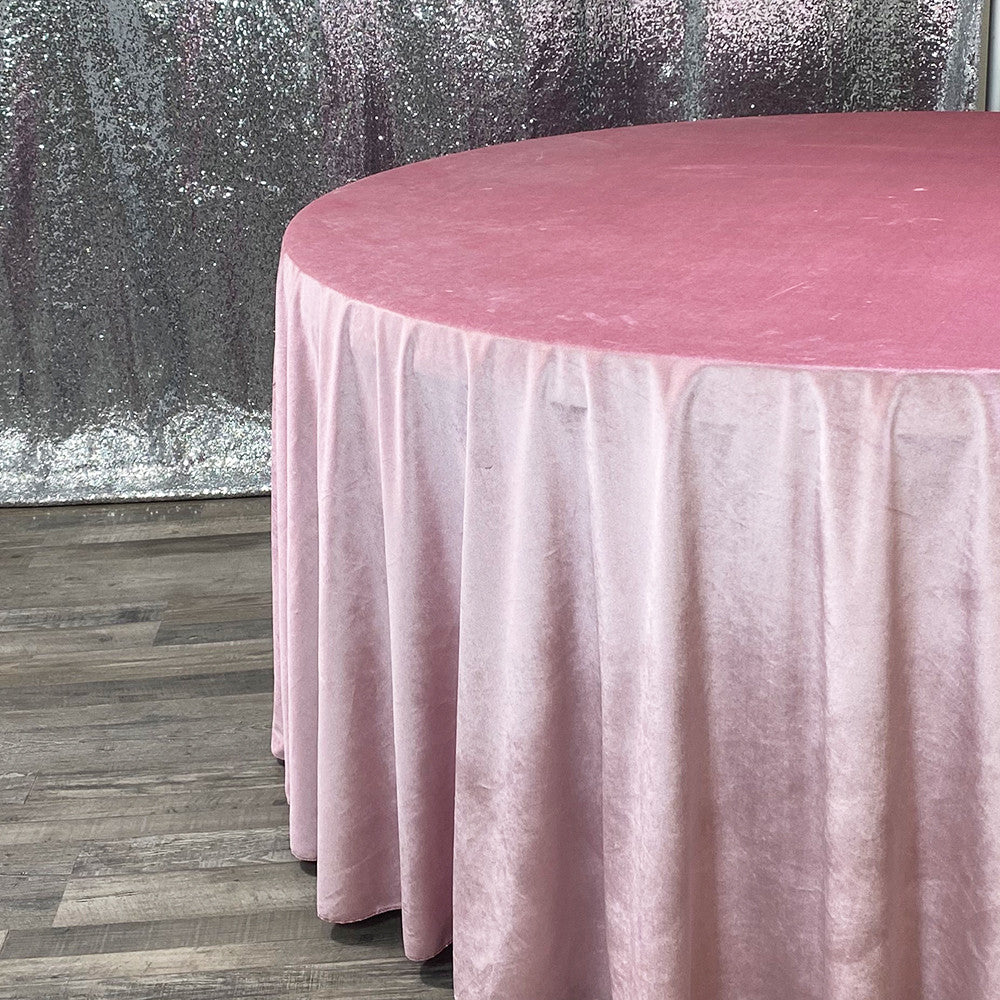 120 Inch Round Velvet Tablecloth Dusty Rose