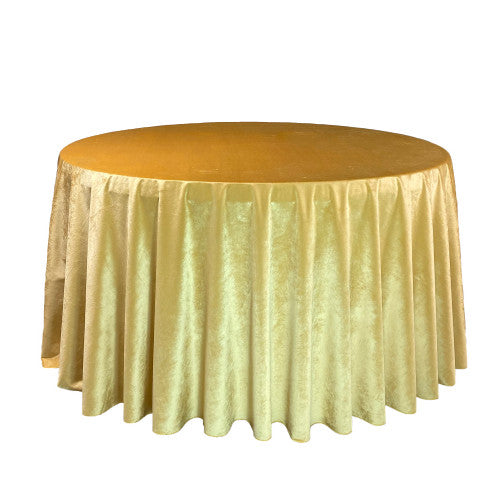 120 Inch Round Velvet Tablecloth Gold