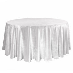 132 Inch Round Velvet Tablecloth White