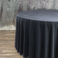 132 Inch Round Velvet Tablecloth Black