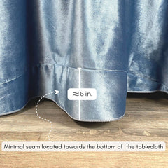 132 Inch Round Velvet Tablecloth Dusty Blue