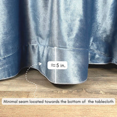 120 Inch Round Velvet Tablecloth Dusty Blue