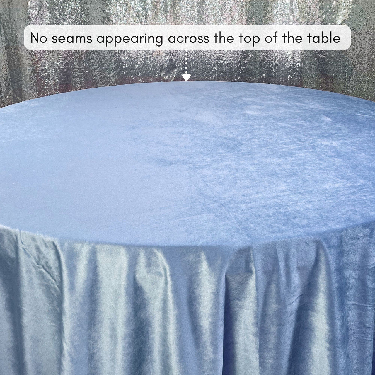 132 Inch Round Velvet Tablecloth Dusty Blue