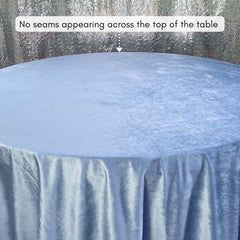 132 Inch Round Velvet Tablecloth Dusty Blue