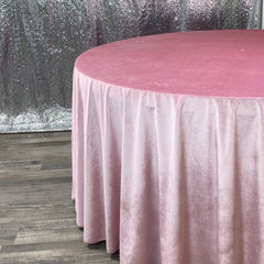132 Inch Round Velvet Tablecloth Dusty Rose