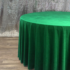 132 Inch Round Velvet Tablecloth Emerald Green