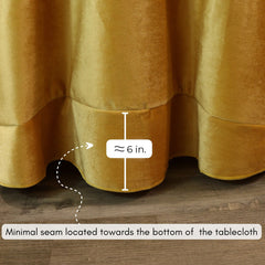 132 Inch Round Velvet Tablecloth Gold