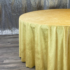 132 Inch Round Velvet Tablecloth Gold