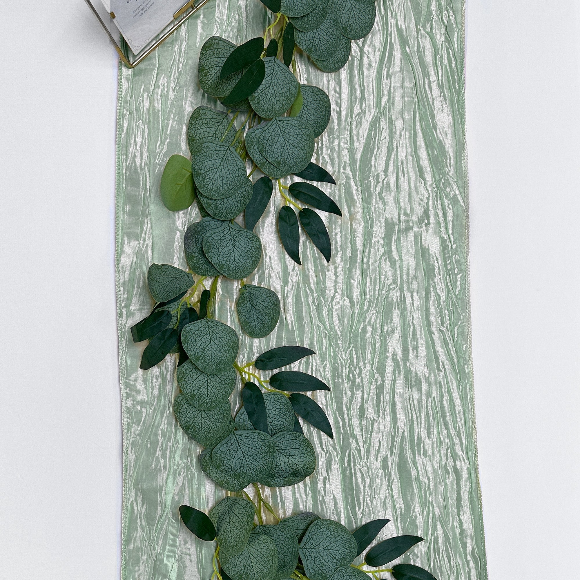14 x 108 Inch Crinkle Taffeta Table Runner Sage